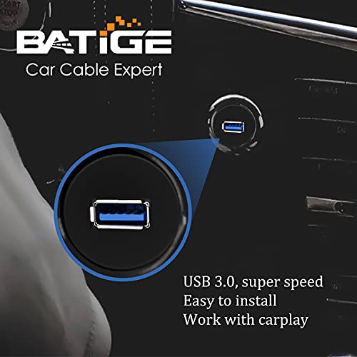 2팩 소형 USB 3.0 수-암 자동차 패널 마운트 케이블 0.9m(3피트) | 자동차 트럭 보트 오토바이 대시보드용 버클 자동차 마운트 플러시 연장 케이블 포함 - size: 2 pack USB 3.0 3ft