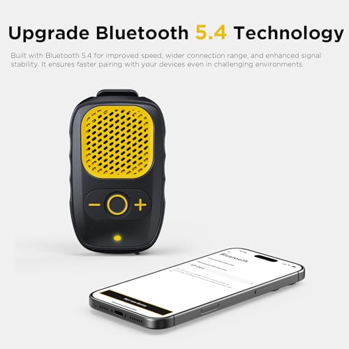 Wearable Bluetooth Speakers, Clip On Wireless Jobsite Speaker - Yellow | 30H playtime, IPX6 Water-Resistant, Portable, Built-in Mic, Hands-Free Calls, Non-Magnet - color: Yellow