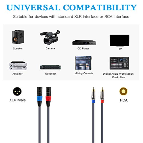 JOLGOO RCA to XLR Cable - Dual RCA to Dual XLR HiFi Audio Cable, 25 Feet, 4N OFC Wire, for Amplifier, Mixer, Microphone - size: 25 Feet, style: Dual RCA Male to Dual XLR Male