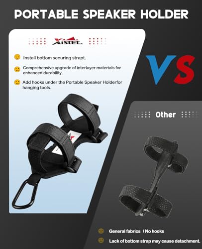 Xislet Speaker Holder for Bike with Carabiner Fits JBL Anker for UTV ATV | Adjustable, Golf Cart Speaker Mount, Fits JBL Charge 5 6, Flip 5 6 7, Anker, for Ebike Scooter Boat Club Car Jet Ski - style: With Carabiner