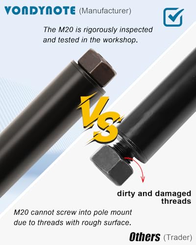 Vondynote Speaker Poles for Subwoofer M20 Speaker Pole Extender, Set of 2 | 30"-48" Adjustable Height, Extendable Sub to Speaker Poles, Speaker Pole Mounts with M20 Threaded, 35mm Speaker Mount