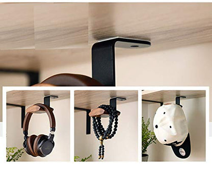 KiaoTime Headphone Hanger Holder - Walnut Wood Headset Stand, Universal Fit (Under-Desk Mount) - size: Under-Desk Mount