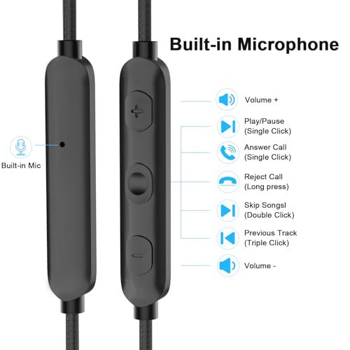Jelanry Wired Earbuds 3.5mm Headphones with Mic, Elbow Magnetic in-Ear Audio 3.5mm Noise Canceling Earphones HiFi Stereo Clear Call Volume Control for Airplanes/Nintendo/Switch/Kindle/MP3/Android