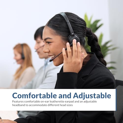 Cyber Acoustics AC-104ENC Mono USB Headset with ENC, in-Line Controls | Ideal for Call Centers and Remote Work, Adjustable Boom Arm, 8ft Cable, In-Line Module - style: USB Mono ENC Headset