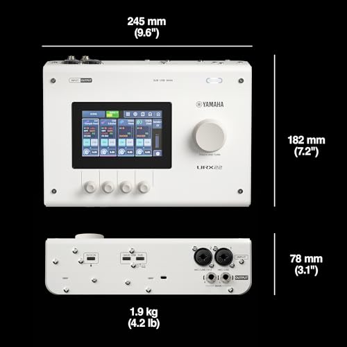 Yamaha URX22 4-In / 2-Out Dual USB-C Audio Interface With Touchscreen, Includes Cubase Al, WaveLab Cast, Basic FX Suite, and Steinberg Plus Software Bundle, White URX22 W | Includes Touchscreen, Includes Cubase Al, WaveLab Cast, Basic FX Suite, and Steinb