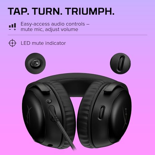 HyperX Cloud III – Wired Gaming Headset,PC,PS5,Xbox Series X|S,Angled 53mm Drivers,DTS Spatial Audio,Memory Foam,Durable Frame,Ultra-Clear 10mm Mic,USB-C,USB-A,3.5mm – Black,(Pack of 10) - color: Black, size: Regular (Pack of 10), style: Wired