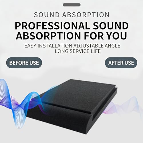 Studio Monitor Acoustic Isolation Pad for Speakers and Soundbar, High Density Foam Vibration Absorbing Riser Stand Mat for Home Theater Desktop Subwoofer - size: 28X9.5X4cm