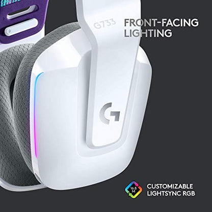 Logitech G733 Lightspeed Wireless Gaming Headset with Suspension Headband, LIGHTSYNC RGB, Blue VO!CE mic Technology and PRO-G Audio Drivers - White (Renewed) - color: White