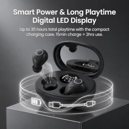 Smallest Invisible Earbuds Wireless Bluetooth, Low Profile Micro Tiny Discreet Hidden Earbuds for Work,Mini Small Headphones, Invisible Sleep Wireless Earphone for Small Earbuds - color: Black