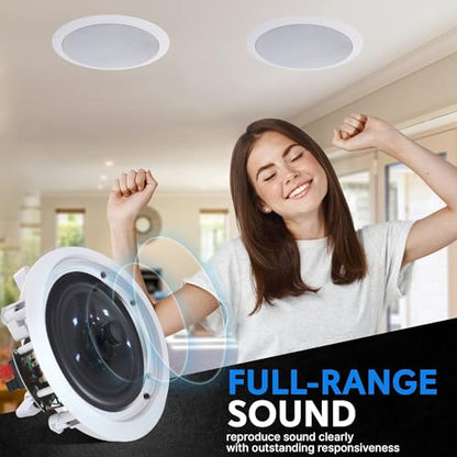 Home Theater System Kit 1000 Watts Bluetooth Receiver | w/ 6 Qty 5.25" 175 Watts Each in-Wall in-Ceiling Speakers with, Portable Microphone & Remote Control by Technical Pro