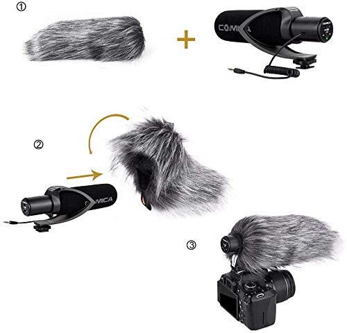 CVM-V30 PRO BLACK Super-Cardioid Directional Electric Condenser Shotgun Camera & Video Microphone for Canon Nikon Sony Panasonic Fujifilm Olympus DSLR Camera for Both 3.5mm & XLR + Dual Bracket