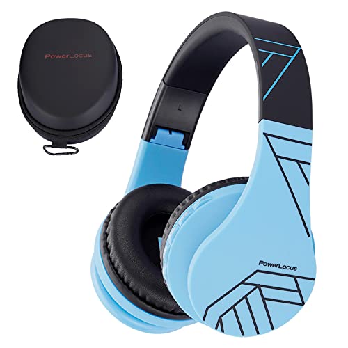 PowerLocus Bluetooth Headphones for Kids, Wireless Foldable Headphones Over Ear, Headphone with Microphone, 85DB Volume Limit, Wireless and Wired Headset with Micro SD, FM for Cellphones, Tablets, PC - color: Blue