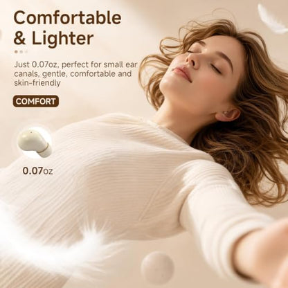 Small Mini Invisible Earbuds Wireless Bluetooth Ear Buds for Small Ears | Discreet Smallest Sleep Earbuds For Small Ears Ear Buds Low Profile Tiny Skin Tone Sleeping Earbuds For Small Ear Canals - color: Nude