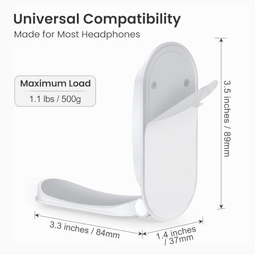 Itramax Wall Mount Headphone Hanger 1 Pack Adhesive Headset Holder for Desk