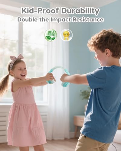 awatrue Kids Bluetooth Headphones, 85dB Volume Limiter, Green HK02 | Foldable Wireless, Bluetooth 5.4, 75H Playtime, Built-in Mic, for iPad & Travel - color: Green