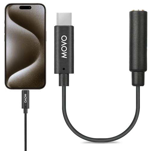 Movo Female 3.5mm TRRS Microphone Adapter Cable to USB-C Connector Dongle Compatible with Apple iPhone 15/16/17 and up, iPad Smartphones and Tablets - Optimized for Microphones/Pro Audio - size: 3.5mm TRRS to USB-C