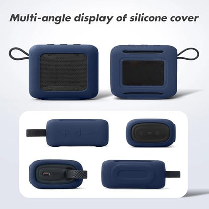 Silicone Cover Case for JBL Go 5 Bluetooth Speaker, Portable Speaker Travel Case Protective Cover Sleeve with Carabiner for JBL Go 5, Dustproof, Shockproof and Scratch-resistant (Navy Blue) - color: Navy Blue