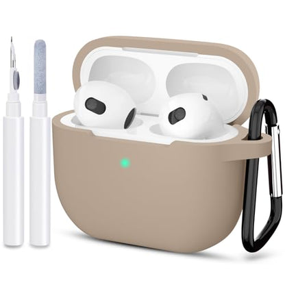 Compatible with AirPods 3 Case, Protective Silicone Cover for AirPods 3rd Generation Case 2021, Wireless Charging - Tan - color: C-Tan