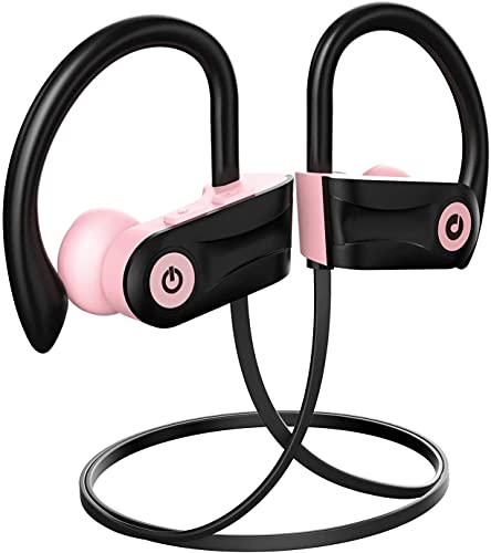 Otium Bluetooth Headphones Wireless Earbuds Headsets Wireless Earbuds Bluetooth Earphones IPX7 Waterproof 15 Hours Playtime Running Sports Workout - color: Rose