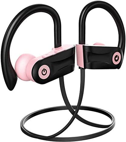Otium Bluetooth Headphones Wireless Earbuds Headsets Wireless Earbuds Bluetooth Earphones IPX7 Waterproof 15 Hours Playtime Running Sports Workout - color: Rose