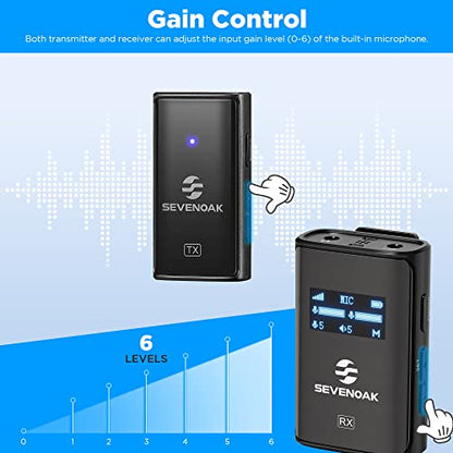 Wireless Lavalier Microphone for Cameras Camcorder,Noise Cancellation,328ft Range,3 Pickup Modes,Compact Clip-on Lapel Mic for Video Recording YouTube Live Streaming Podcasting