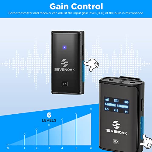 Sevenoak SKM-K1 OLED Wireless Lavalier Microphone Compact Lapel Clip on Mic for DSLR Camera Smartphone for Vlog Live Streaming Interview Record YouTube - size: SKM-K1