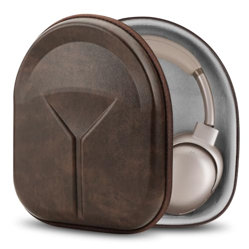 Geekria Shield Headphones Case Compatible with Sony WH-1000XM5, Bose QC Ultra II, JBL Live 650BTNC, Replacement Hard Shell Travel Carrying Bag with Cable Storage (Dark Brown)