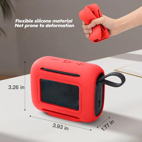 Silicone Cover Case for JBL Go 5 Bluetooth Speaker, Portable Speaker Travel Case Protective Cover Sleeve with Carabiner for JBL Go 5, Dustproof, Shockproof and Scratch-resistant (Red) - color: Red