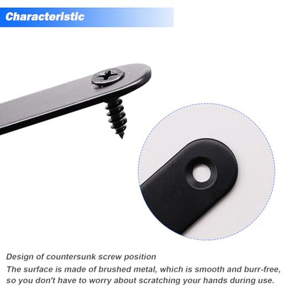 mxuteuk 86pcs Black Straight Flat Bracket,Stainless Steel Black Flat Brackets for Wood,Metal Mending Plate with Screws 36mm/46mm/56mm/76mm - color: Black-36/46/56/76mm
