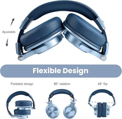 OneOdio A70 Bluetooth Over-Ear Headphones, Hi-Res Wired DJ Studio - SB | Wireless over-ear headphones with 72H playtime, 3.5mm/6.35mm wired jacks for studio monitoring, mixing, guitar, amp and PC - color: Sky Blue