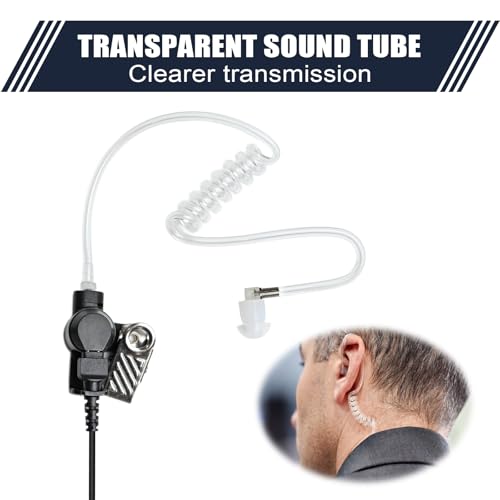 Dual Ptt Headset with Microphone 2 Prong Walkie Talkie Earpiece and Mic Acoustic Tube Ear Piece Surveillance Kit Police Headphone for Motorola 2-Pin Radios CP200 CP200D BPR40 CP100D CP185 RDM2070D