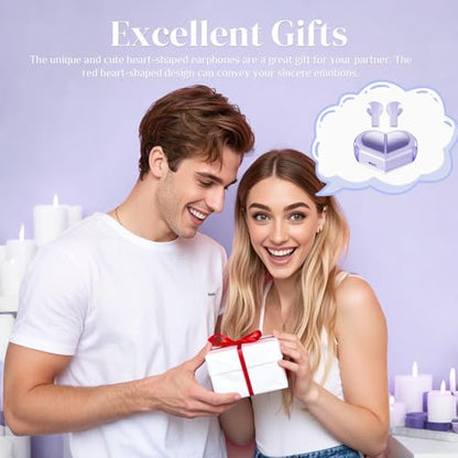 Purple Heart Wireless Earbuds for Girls Kids, Cute Mini Tiny Small Invisible Earbuds Wireless Bluetooth for Small Ears Canals Women Rose Gold Kawai Blue Tooth Ear Buds for iPhone Android - color: Purple