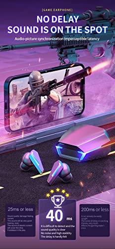 NW HANDA M10 Bluetooth Gaming Headphones True Wireless Earbuds with Bluetooth 5.2 HiFi Stereo Sound Microphone Game/Music Mode LED Light 40ms Ultra Low-Latency 24H Playtime Waterproof Earphones - color: White