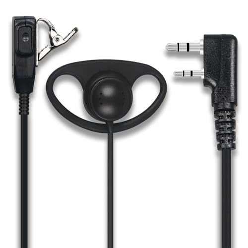 Walkie Talkie Earpiece with Mic PTT 2 Pin D Shape Headset Ear Piece, 2 Pack | Radio Earpiece Compatible with Baofeng UV-5R BF-888S Retevis H-777 RT21 RT22 Arcshell AR-5 Kenwood 2 Way Radio - size: D Shape 2Pcs
