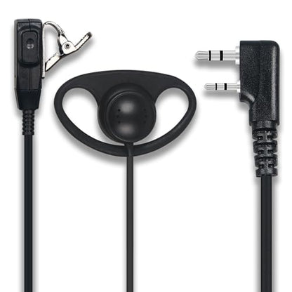 Walkie Talkie Earpiece with Mic PTT 2 Pin D Shape Headset Ear Piece, 1 Pack | Radio Earpiece Compatible with Baofeng UV-5R BF-888S Retevis H-777 RT21 RT22 Arcshell AR-5 Kenwood 2 Way Radio - size: D Shape 1Pcs