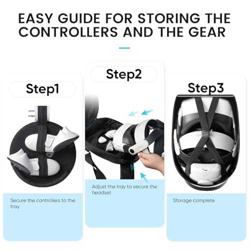 BnLnHOGVR Carrying Case for Meta Quest 3S/Quest 3/Quest 2/Pimax Dream Air VR Headset, Controller, BOBOVR S3 Pro/Kiwi Design Head Strap, Hard Sling Travel Bag for Extra Accessories with Lens Cover