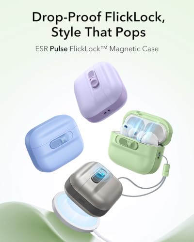 ESR for AirPods Pro 3 Case (2025), Compatible with MagSafe, Light Green | Compatible with AirPods Pro 3 (USB-C Cable), Magnetic Lid, Full Drop Protection Cover with Lanyard - color: Light Green, size: AirPods Pro 3 Case