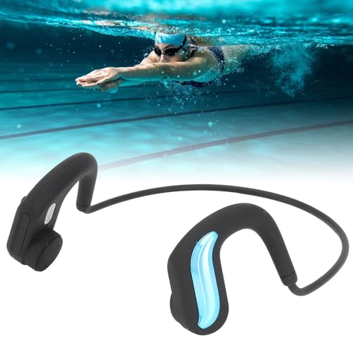 JEOZBM Bone Conduction Headphones, IP68 Underwater Swimming Headphones Sports Headset, Wireless Open Ear Headphones for Running Cycling