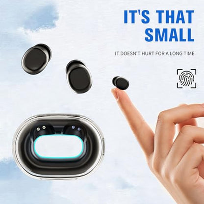 Invisible Tiny Mini Small Earbuds Wireless Bluetooth Low Profile Smallest Micro Discreet Hidden Earbuds for Small Ear Canals Disguised Sleep Ear Buds Spy Secret Headphones Earphones for Work Blue - color: Blue