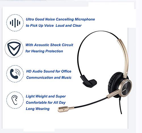 MAIRDI Cell Phone Headset with Microphone Noise Canceling, Laptop Headset 3.5mm Jack for Office Work, Phone Headset for iPhone Computer Samsung Androids Tablets Skype Teams Video Conference - style: Mono 809G