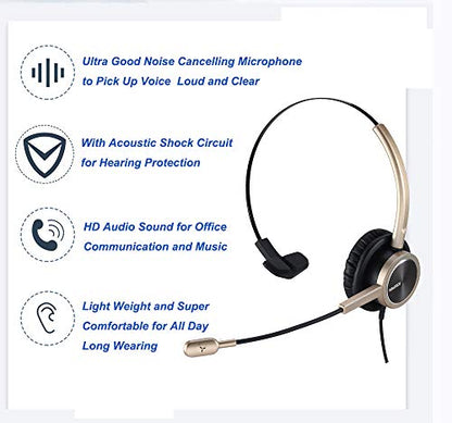 MAIRDI Cell Phone Headset with Microphone Noise Canceling, Laptop Headset 3.5mm Jack for Office Work, Phone Headset for iPhone Computer Samsung Androids Tablets Skype Teams Video Conference - style: Mono 809G