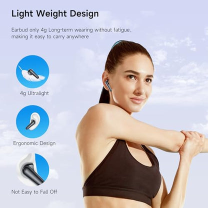 CoolJumper Wireless Earbuds, 48 Playtime Headphones with Micphone, LED Display in Ear Earphones Clear Calls IPX7 Waterproof Running Earpiece Midnight Black