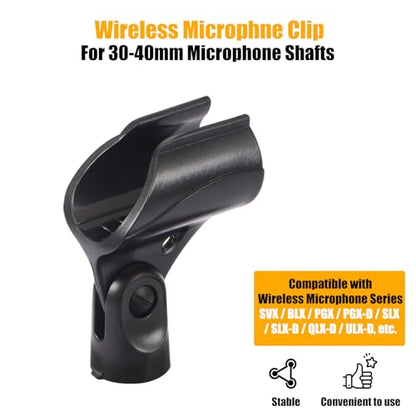 Adjustable Microphone Holder & Microphone Clip, Mic Clip for Microphone Stand, Fits Wireless Handheld Microphones, Includes 5/8" Male to 3/8" Female Thread Adapter, 2 Pack