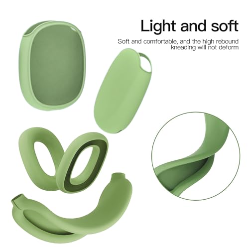 3 in 1 Silicone Case Cover Compatible with Apple Airpods Max Headphones(2026/2024/2020), Anti-Scratch Ear Pad Case Cover Ear Cups Cover and Headband Cover Compatible with Apple Airpod Max 2/1 (Green) - color: Green