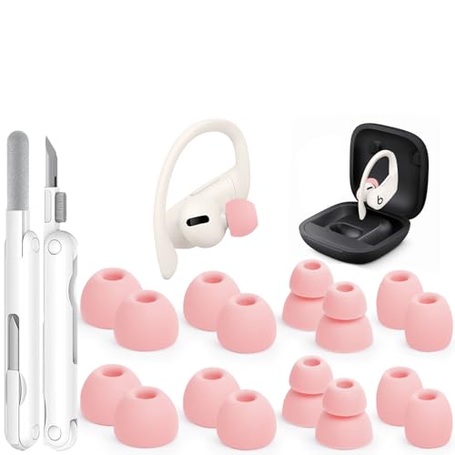 8 Pairs Replacement Ear tip for Powerbeats Pro（Pink） | Beats Earbuds Replacement Tips,Wireless Earphone Headphones, Silicone Earbuds Buds Set with Cleaning kit - color: pink