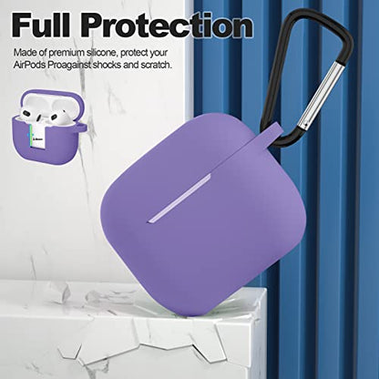 Compatible with AirPods 3 Case, Protective Silicone Cover for AirPods 3rd Generation Case 2021, Wireless Charging - Lavender - color: B-Lavender