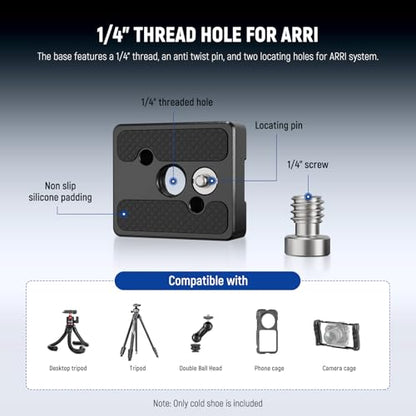 NEEWER Cold Shoe Mount Adapter Set (2 Pack), 1/4" Screw, Spring Loaded Anti Off Pins for ARRI, Compatible with DJI Mic Transmitter, Flash, Monitor Mount, LED Panel Light, Magic Arm, Tripod, UA080 - style: UA080(2-Pack)
