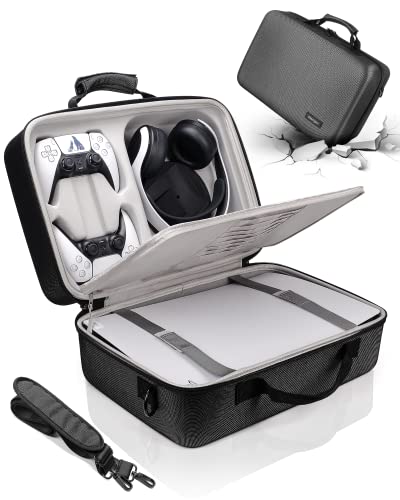 Glamgen Ps5 Portable Case Carrying Cases for Travel, Use for Playstation 5 Console PS5 Games Gaming Headset Console Dock and Accessory Organizer - size: PS5 travel case