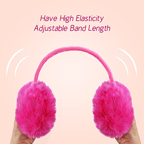 POXIMI Women Winter Earmuffs Girl Ski Adjustable Ear Covers for Kid Cute Bow Ear Warmer Outdoor Earmuff Fleece Lining - color: C-rose
