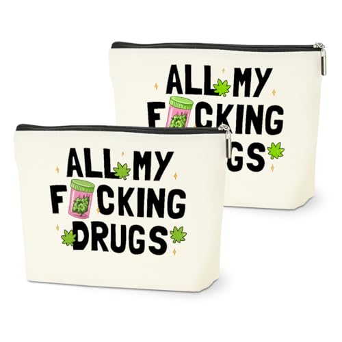 2 PCs Weed Gifts Funny Gifts Makeup Bag Marijuana Gifts Cosmetic Bag - color: Multicolor 0005